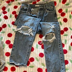 Pacsun Distressed High Rise Straight Blue Jeans